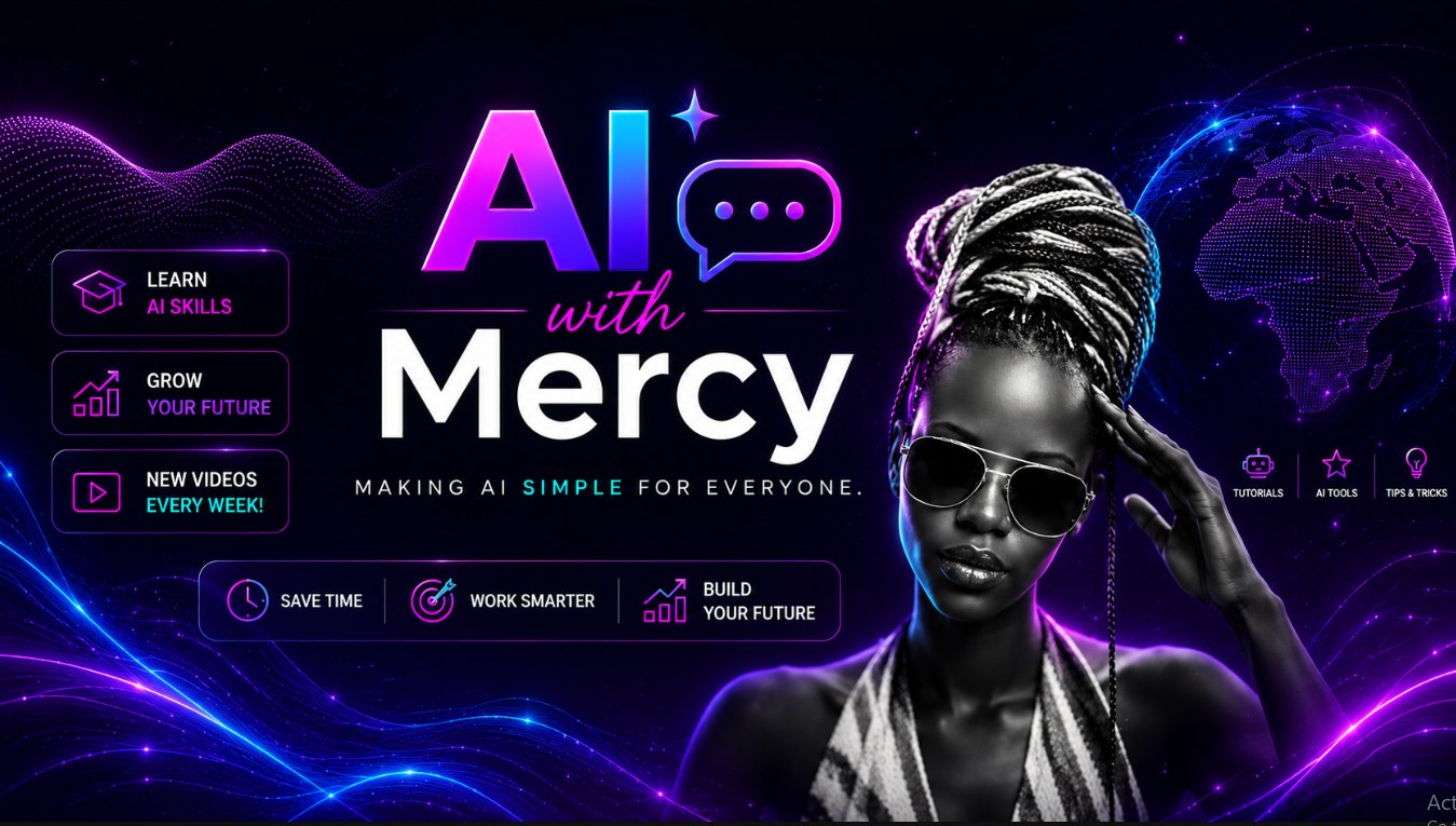 AI with Mercy YouTube channel art featuring Mercy